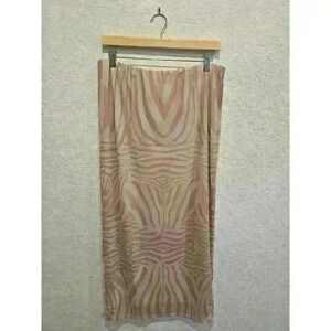 Afrm AFRM Felix Power Mesh Skirt In Nude Placement Zebra plus Size xl